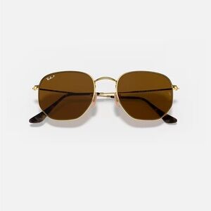 Ray-Ban hexagonal Sunglasses - Gold and Brown